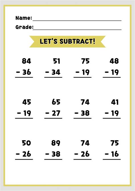 maths subtraction worksheets